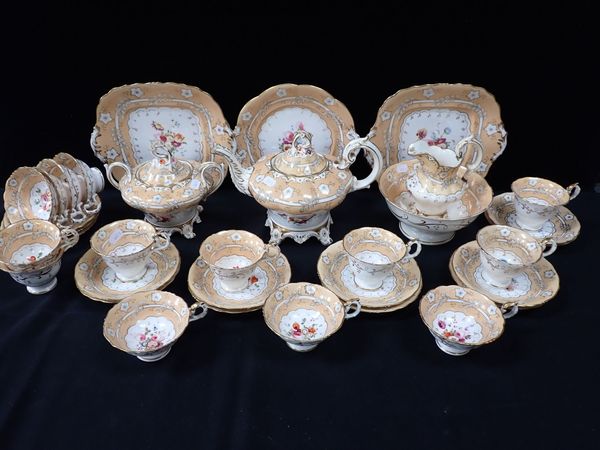 A MID 19TH CENTURY ENGLISH PORCELAIN TEA SERVICE