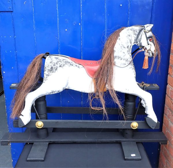 A WOODEN 'SAFETY' TYPE ROCKING HORSE