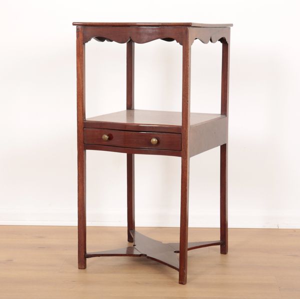 A GEORGE III MAHOGANY BEDSIDE TABLE