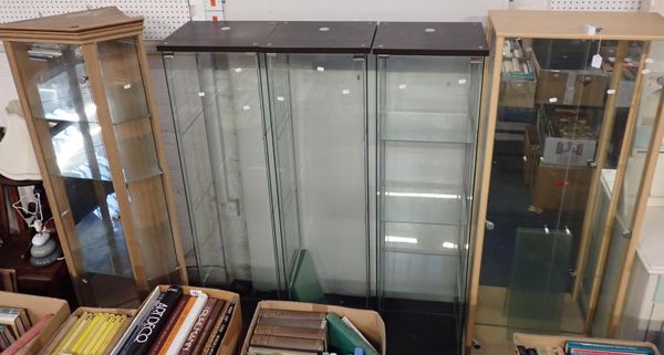 FIVE  MODERN GLAZED DISPLAY CABINETS