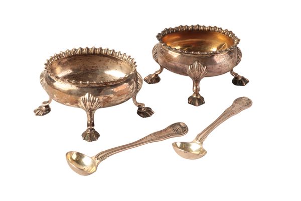 TWO SIMILAR GEORGE III SILVER OVAL SALTS