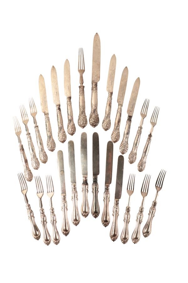 A VICTORIAN SILVER PART CUTLERY SERVICE