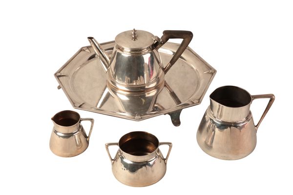 AN EDWARD VII SILVER FOUR PIECE TEA SERVICE