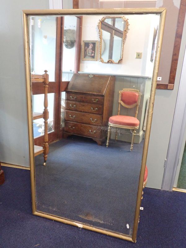 A 19TH CENTURY GILT RECTANGULAR WALL MIRROR