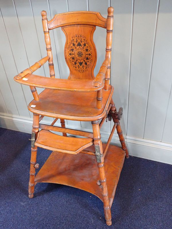 AN EDWARDIAN CHILD'S METAMORPHIC HIGH CHAIR