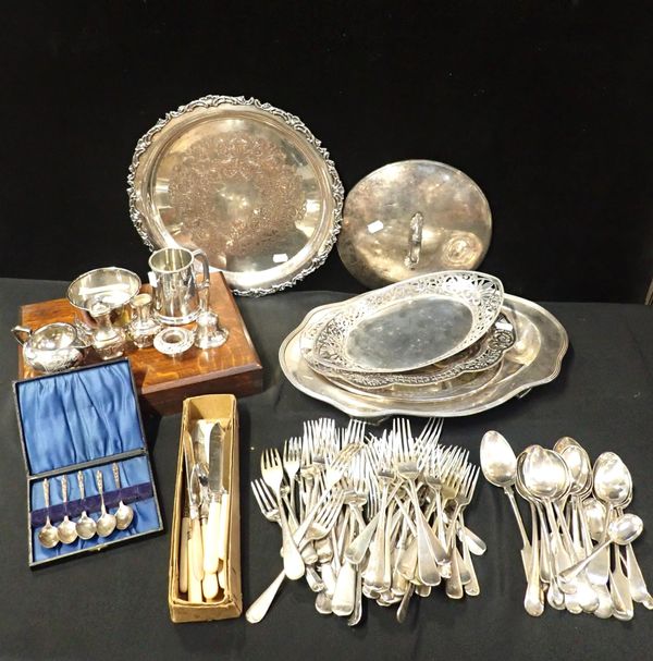 A QUANTITY OF SILVER-PLATED WARE