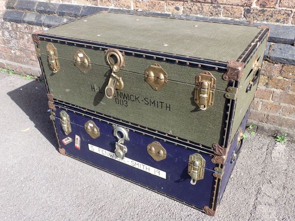 TWO VINTAGE 'OVERPOND' TRAVELLING TRUNKS