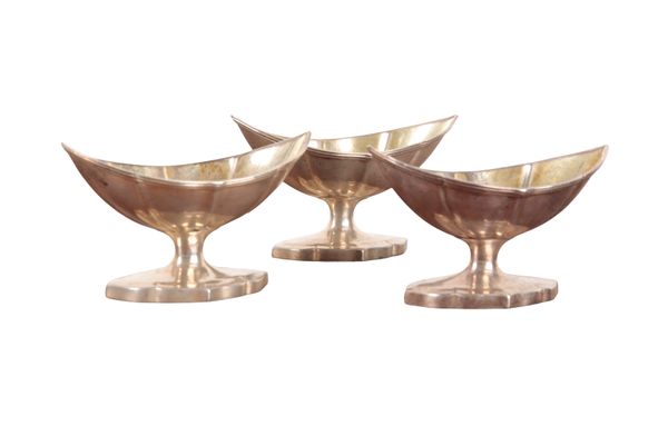 THREE GEORGE III SILVER OVAL SALTS