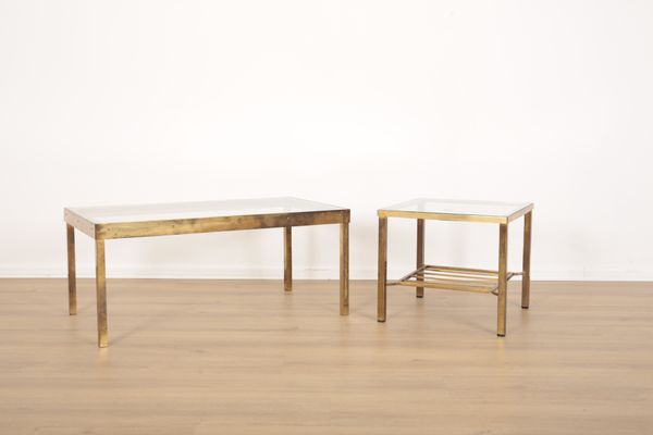 TWO SIMILAR CONTEMPORARY BRASS OCCASIONAL TABLES