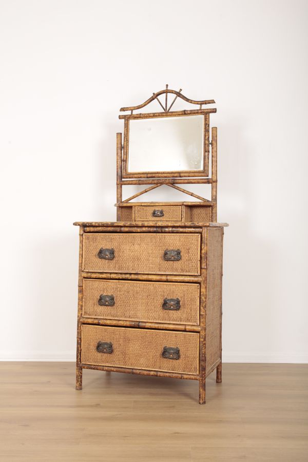 A VICTORIAN BAMBOO DRESSING CHEST