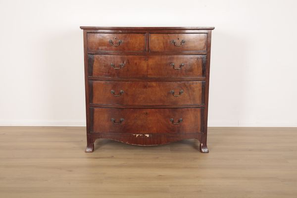 A MAHOGANY BOWFRONT CHEST OF DRAWERS