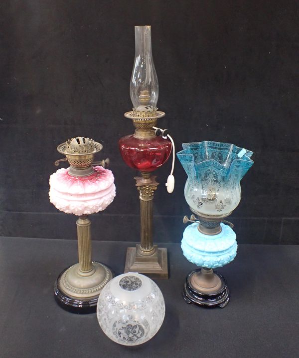 THREE VICTORIAN OIL LAMPS