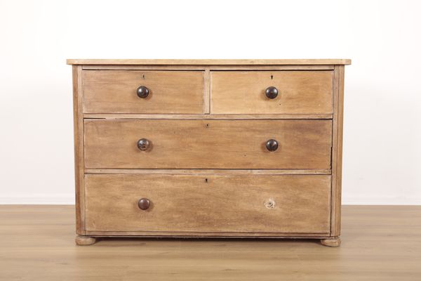 A VICTORIAN PINE CHEST OF DRAWERS