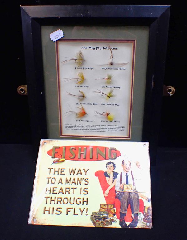 A FRAMED SET OF FISHING FLIES