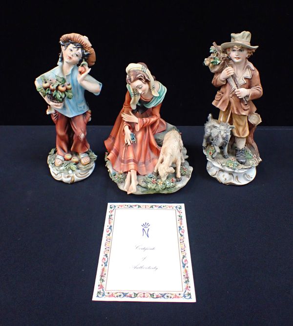 THREE CAPODIMONTE FIGURES