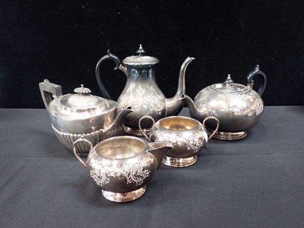 A SILVER-PLATED FOUR-PIECE TEA SET