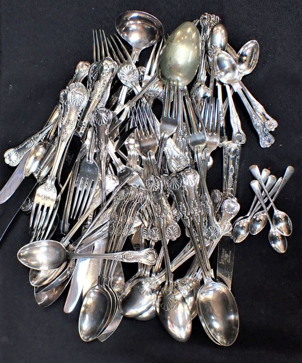 A SET OF SILVER-PLATED KING'S PATTERN CUTLERY