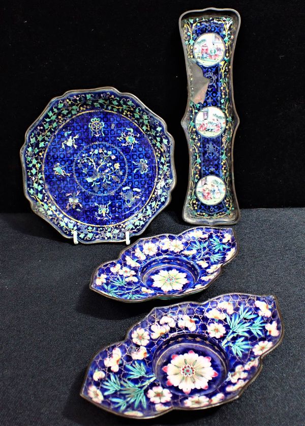 A PAIR OF FAR EASTERN ENAMELLED CANDLESTANDS