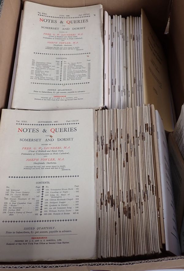 A SUBSTANTIAL RUN OF NOTES AND QUERIES FOR SOMERSET AND DORSET MAGAZINES