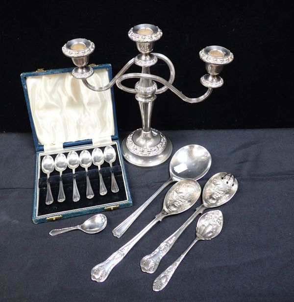 A PAIR OF SILVER-PLATED FRUIT SERVERS