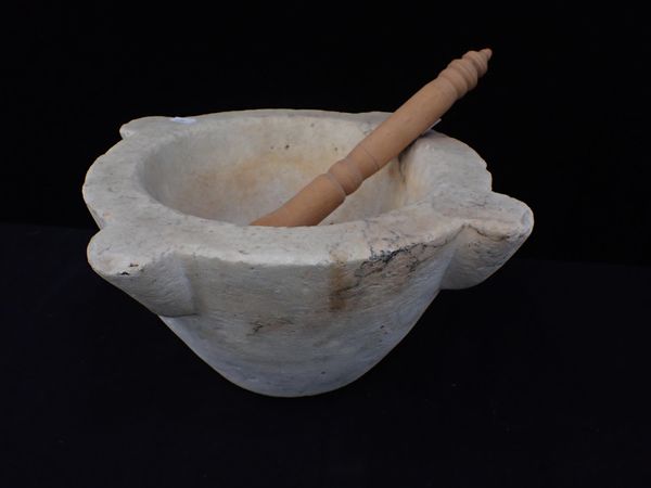 A LARGE OLD MARBLE MORTAR