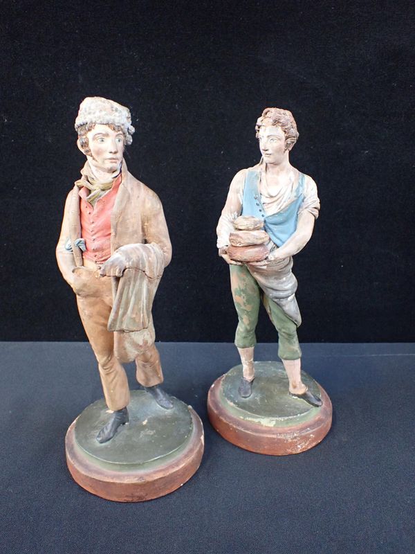 PAIR OF EARLY 19th CENTURY TERRACOTTA FIGURES OF TRADESMEN