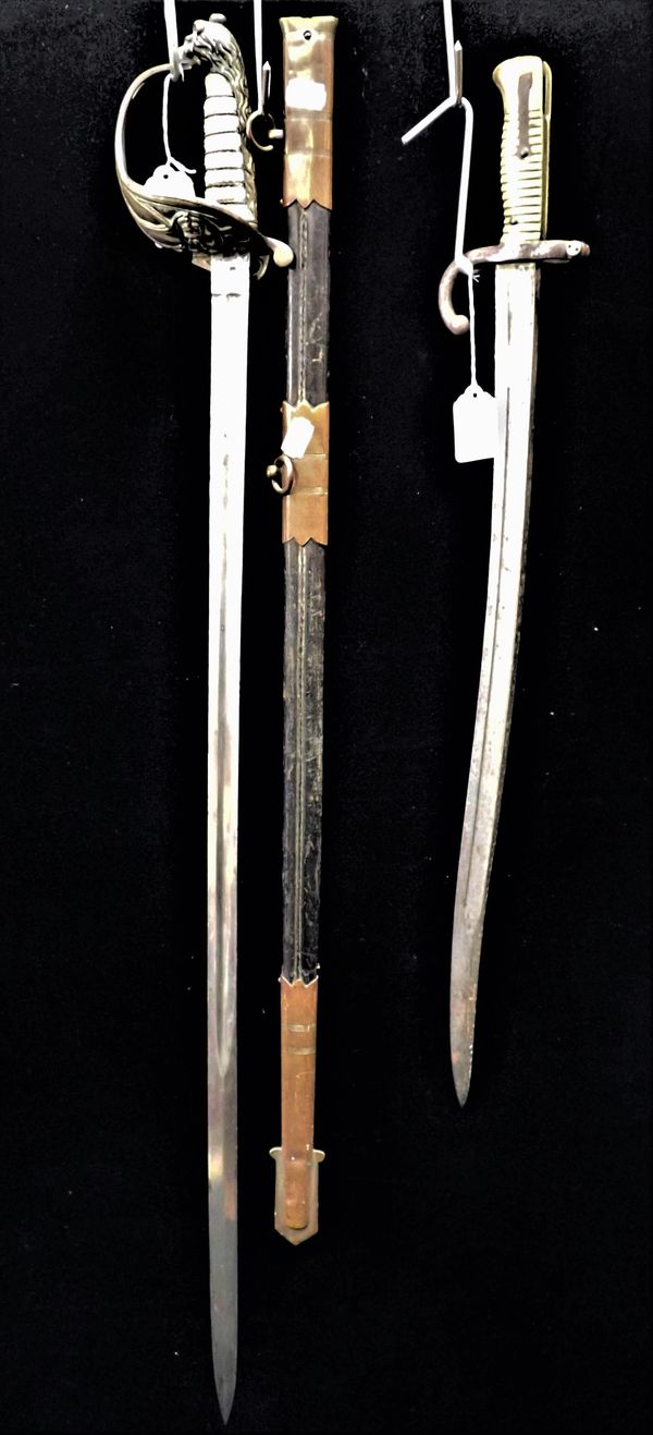 A NAVAL SWORD AND BAYONET