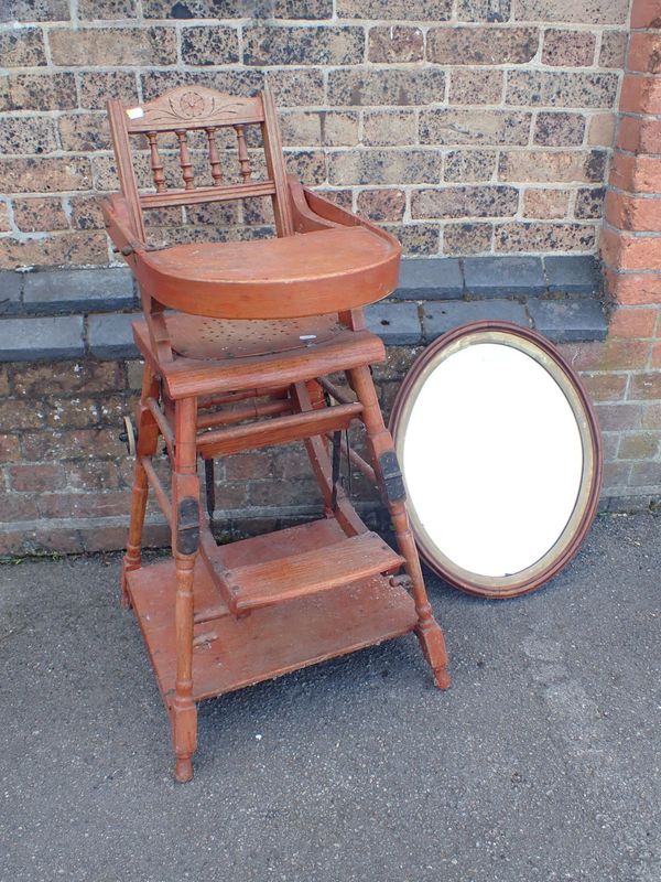 AN EDWARDIAN METAMORPHIC HIGH CHAIR