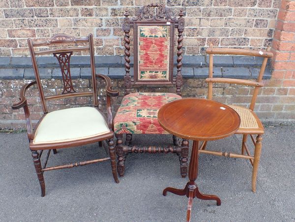 A VICTORIAN CARVED OAK CHAIR