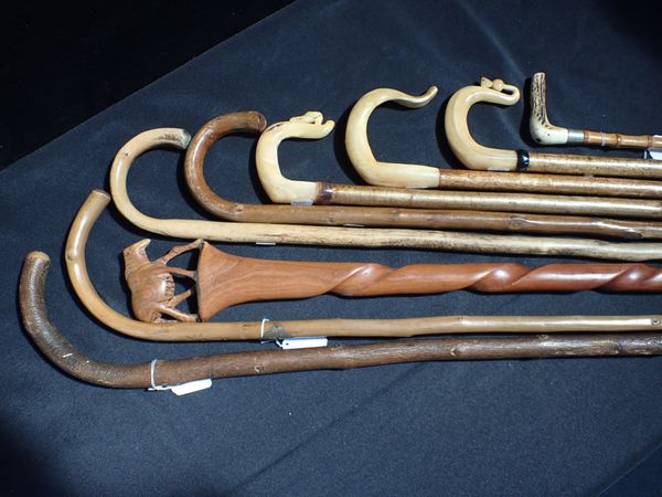 THREE SHEPHERD'S CROOKS WITH HORN HANDLES