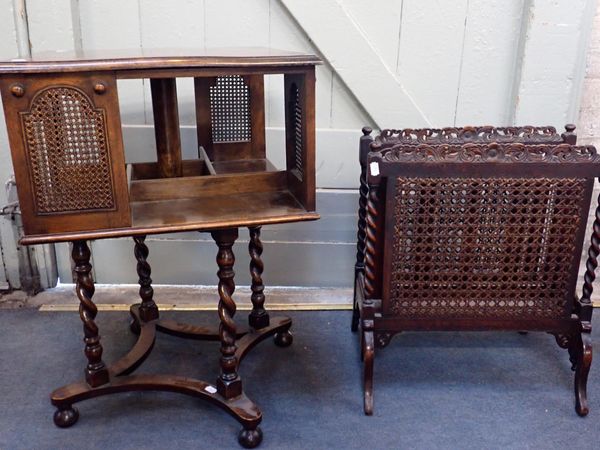 A 1920S JACOBEAN STYLE REVOLVING BOOKCASE