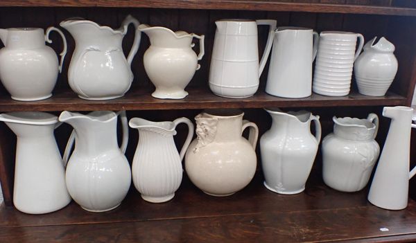 A COLLECTION OF WHITEWARE JUGS