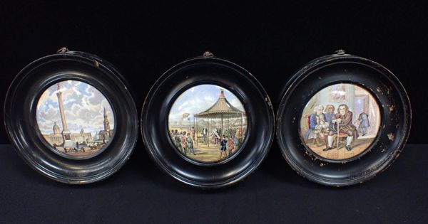 THREE PRATTWARE POT LIDS: 'WIMBLEDON JULY 2nd 1860'