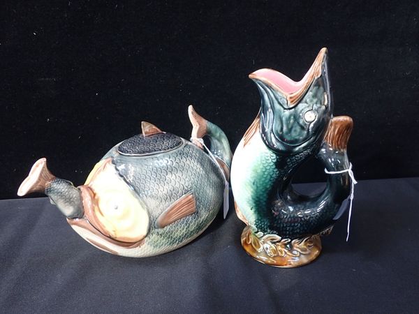 A MAJOLICA TEAPOT, IN THE FORM OF A FISH