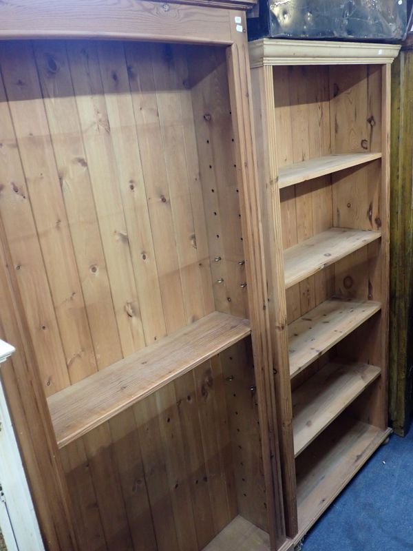 A PINE OPEN BOOKCASE