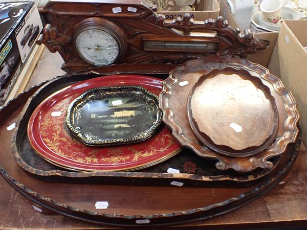 A VICTORIAN BAROMETER IN GOTHIC STYLE FRAME