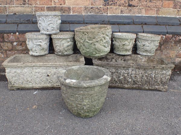 A PAIR OF CAST NEOCLASSICAL STYLE GARDEN PLANTERS