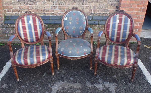 A PAIR  OF FRENCH BEECHWOOD FAUTEIL ARMCHAIRS