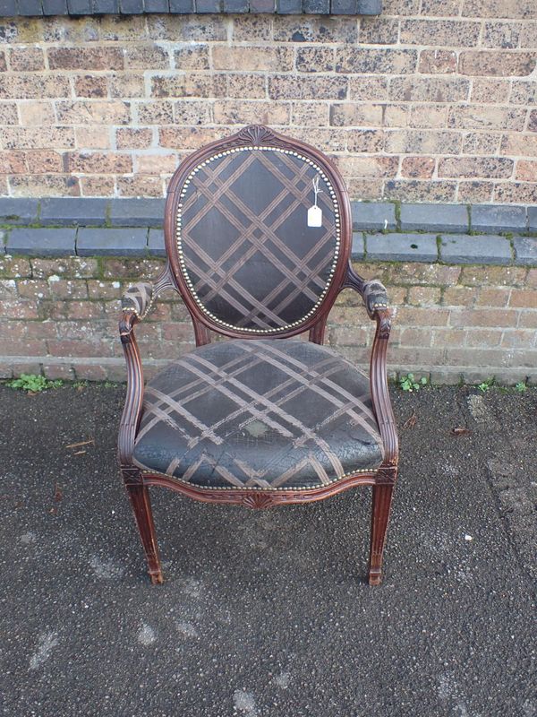 A REGENCY MAHOGANY FRAMED FAUTEIL ARMCHAIR