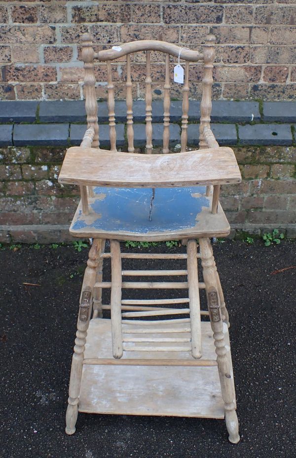 AN EDWARDIAN CHILDS METAMORPHIC HIGH CHAIR