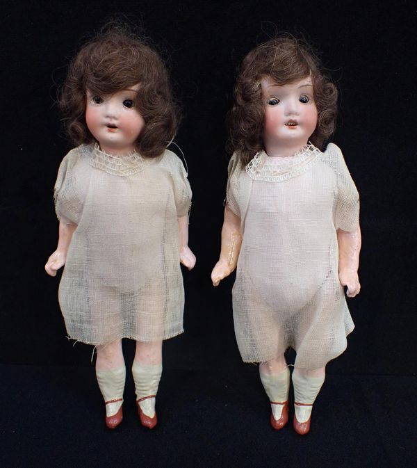 TWO EARLY 20TH CENTURY GERMAN BISQUE-HEAD DOLLS