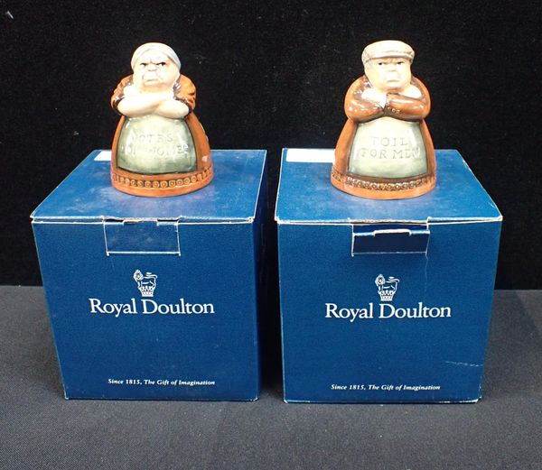 ROYAL DOULTON 'VOTES FOR WOMEN' AND 'TOIL FOR MEN' SALT AND PEPPER