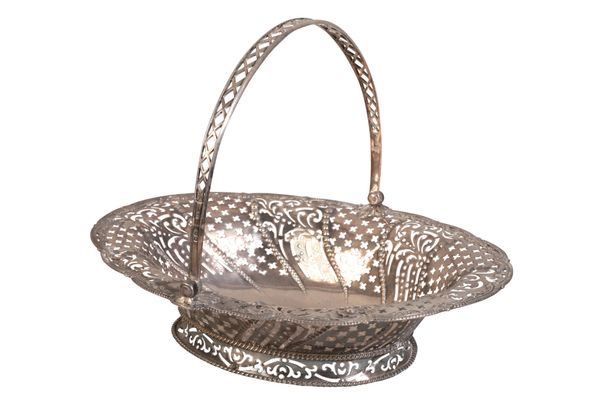 A GEORGE II SILVER OVAL BASKET