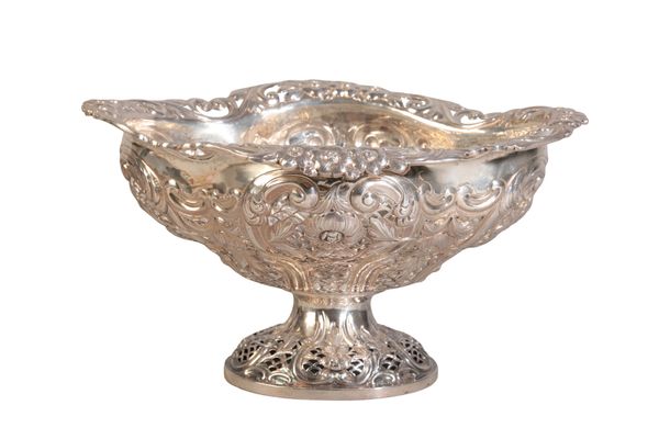 A VICTORIAN SILVER OVAL PEDESTAL BOWL