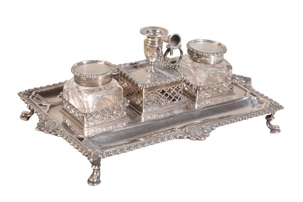 A VICTORIAN SILVER INKSTAND