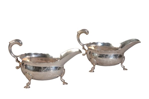 A PAIR OF GEORGE II SILVER SAUCE BOATS