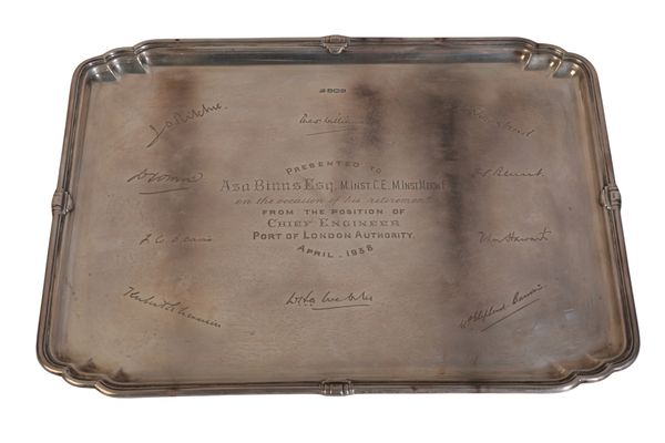 A GEORGE VI SILVER TRAY