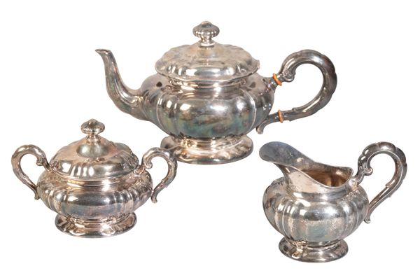 A GERMAN SILVER THREE PIECE TEA SERVICE