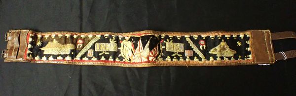 A FIRST WORLD WAR EMBROIDERED BELT: 'INDIA'