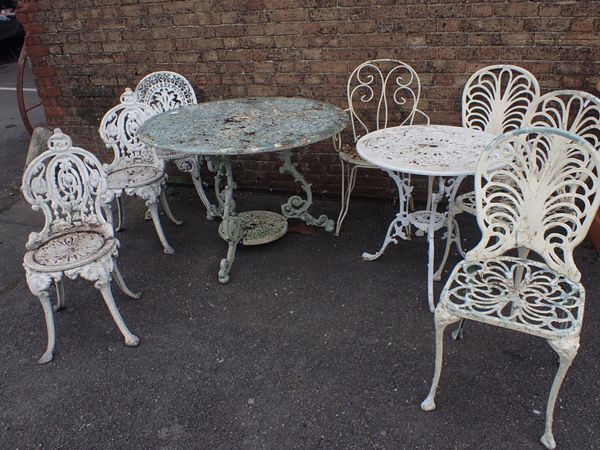 A VICTORIAN STYLE  CAST METAL GARDEN TABLE
